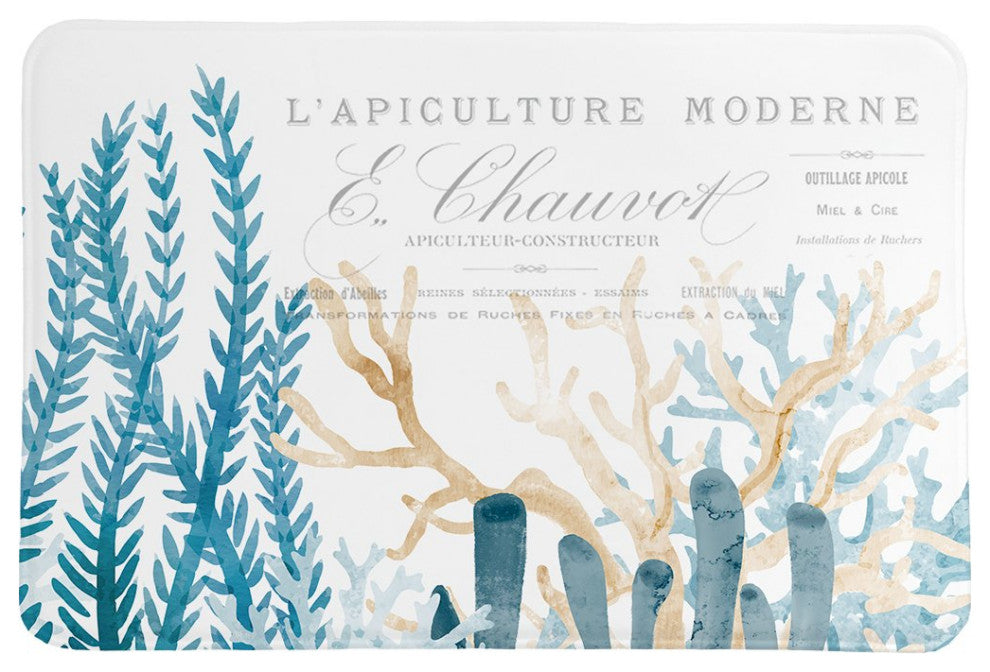 Laural Home Blue Coral Cove Memory Foam Rug