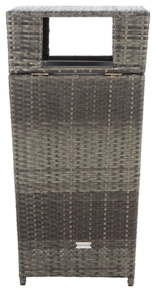Safavieh Outdoor Mazeli Trash Bin Grey Brown