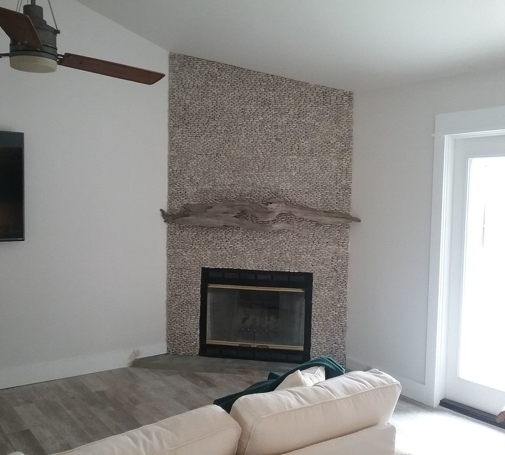 Java Tan Pebble Tile, Natural Finish, Hand-Sorted, Mesh Backing for Walls