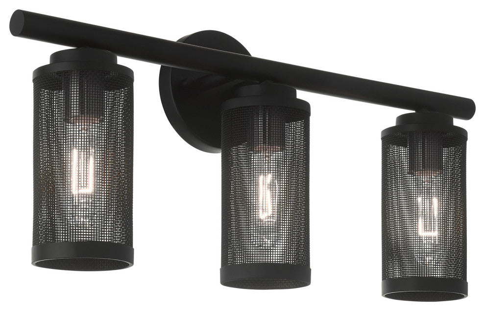 Livex Lighting Industro 3 Light Black With Brushed Nickel Accents Vanity Sconce