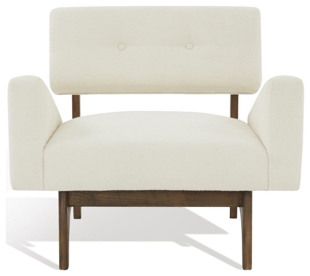 Safavieh Couture Davidson Scandinavian Accent Chair, Ivory/Dark Brown