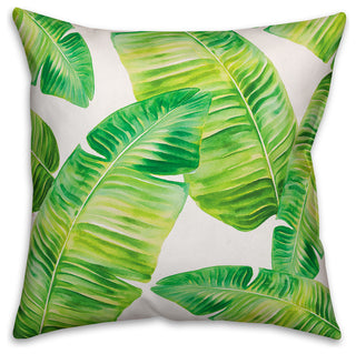 Green Painted Palms Outdoor Throw Pillow, 18x18