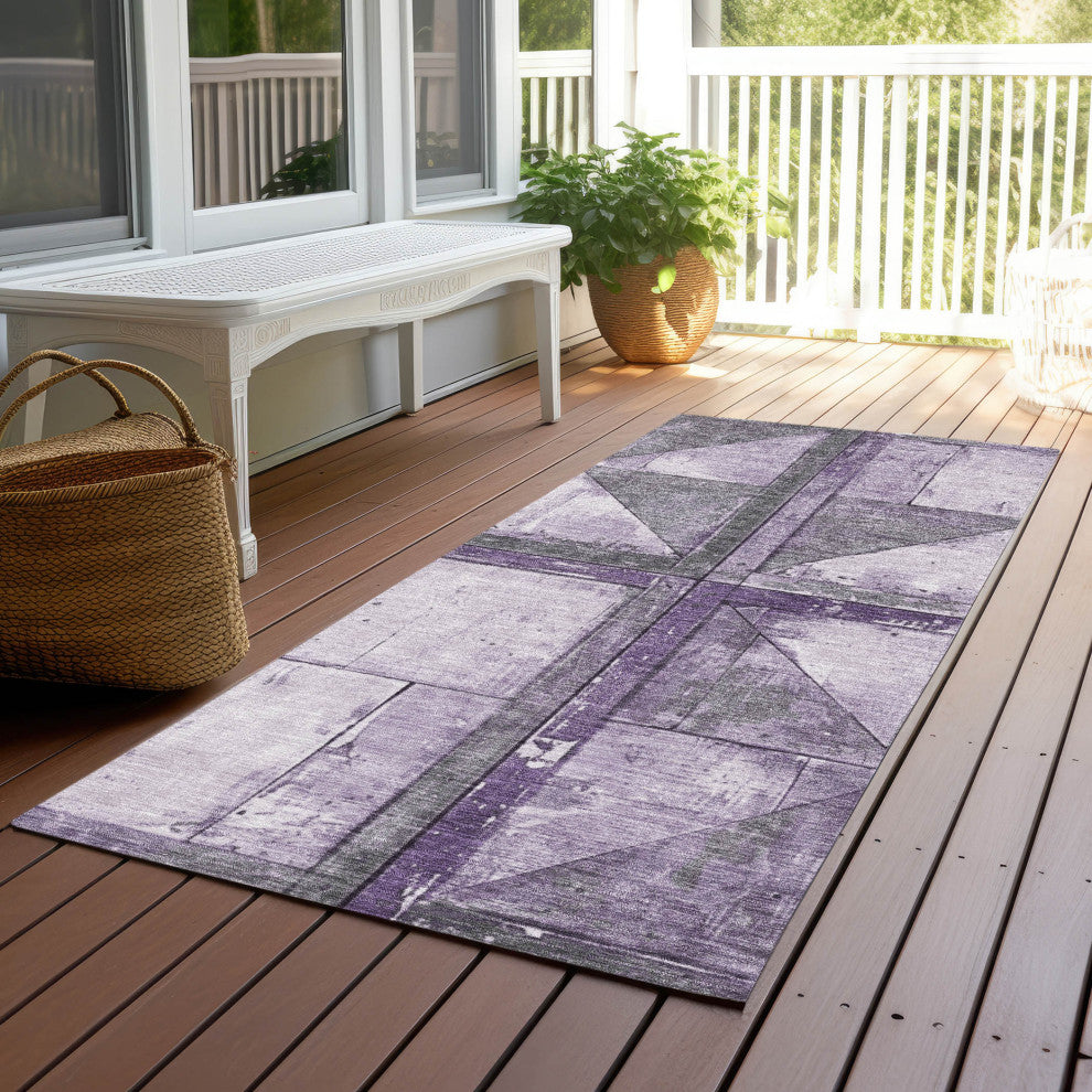 Machine Washable Indoor/Outdoor Chantille ACN1875 Purple 2'3" x 7'6" Runner Rug