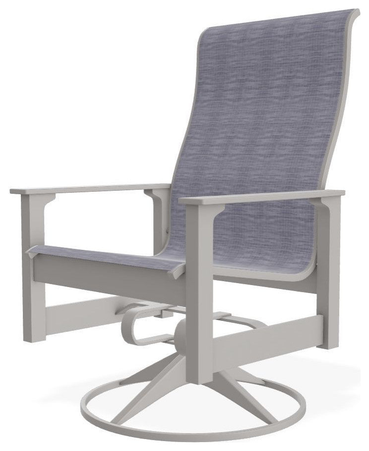 Leeward Sling Outdoor Swivel Rocker, Brooks/Warm Gray