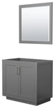 36" Single Bathroom Vanity, Dark Gray, Nickel Trim, 34" Mirror