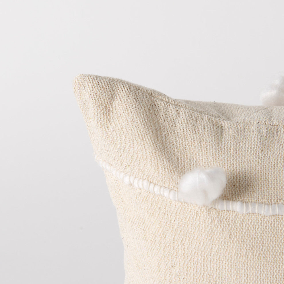 Erica 13x21 Cream With White Detail Decorative Pillow Cover