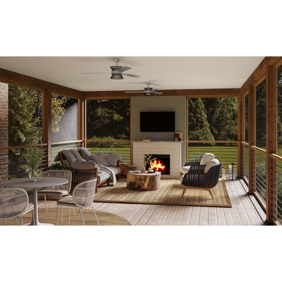 Bisbee Collection 55" 3-Blade Global Ceiling Fan, Brushed Nickel