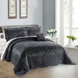 Supersoft Microplush Quilted 4-Piece Bed Spread Set, Steel Gray, King