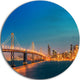 Illuminated San Francisco Skyline, Cityscape Disc Metal Artwork, 23"