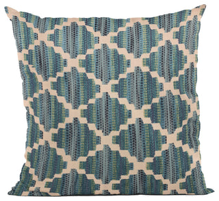 Plutus Blue Zig Zag Cut Diamond Luxury Throw Pillow, 24"x24"