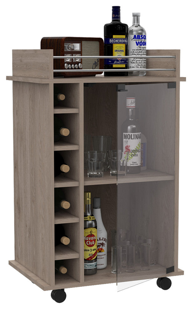 Huali Bar Cart, Light Gray