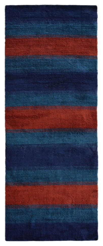 HAND KNOTTED LOOM SILK AREA RUGS-2'8''x12',Runner,Blue Light Blue,Contemporary