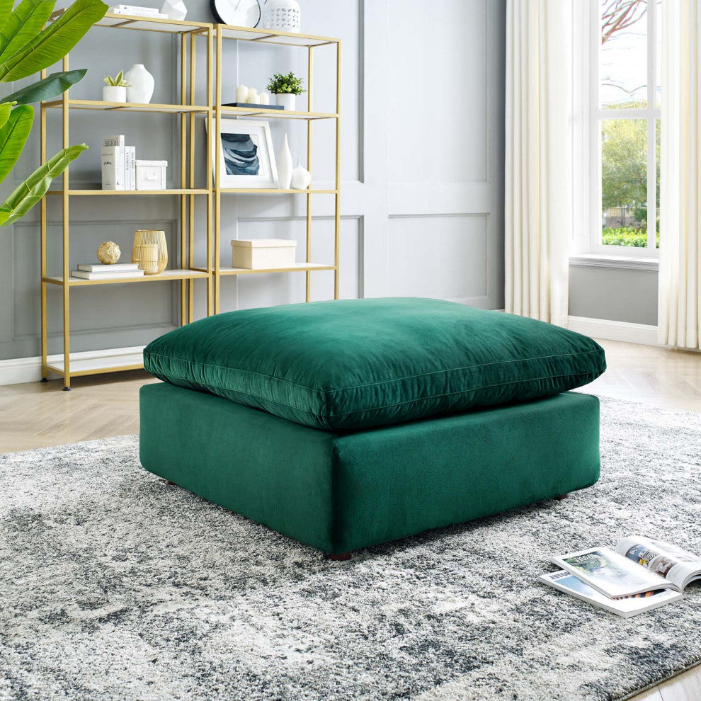 Accent Chair Ottoman, Velvet, Green, Modern, Living Lounge Hotel Hospitality