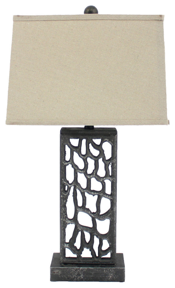 5 X 8 X 28.75 Silver Metal With Multi Mini Grotto Pattern - Table Lamp