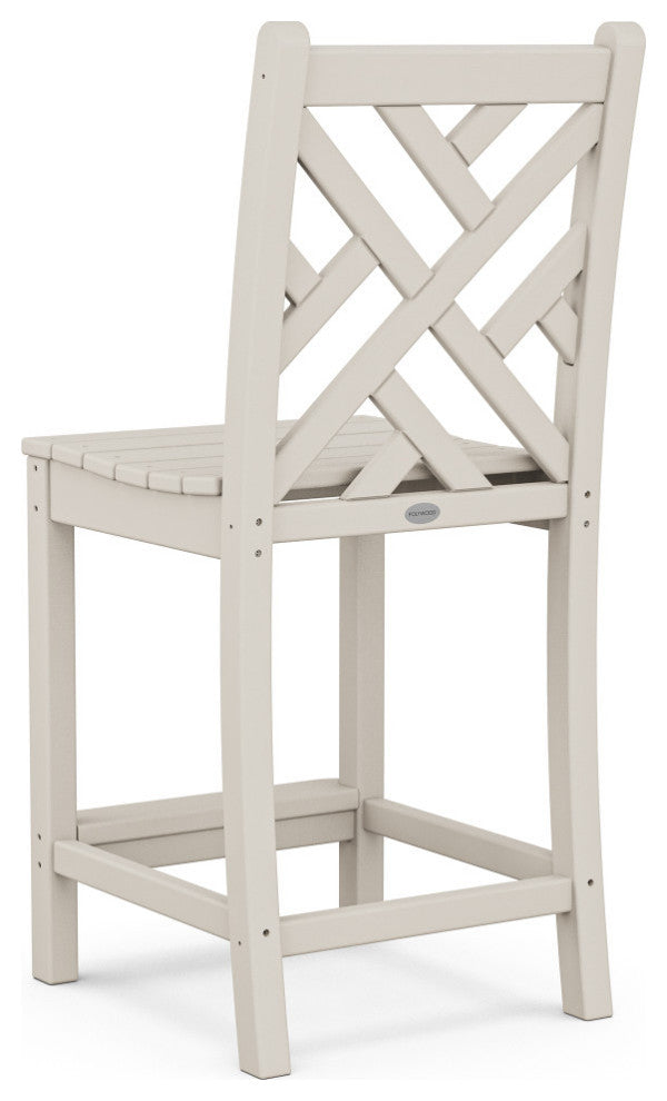 Polywood Chippendale Counter Side Chair, Sand