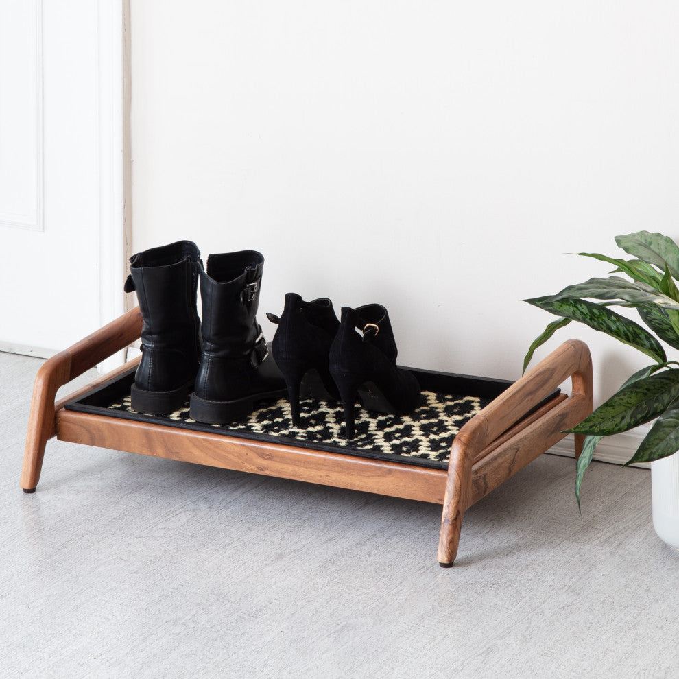 Single-Tier Natural Stand With 2-Pair Rubber Boot Tray Madagascar
