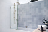 58.25"x23" Frameless Shower Bath Fixed Panel, Polished Brass