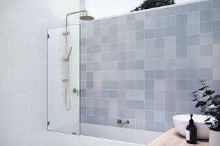 58.25"x23" Frameless Shower Bath Fixed Panel, Polished Brass