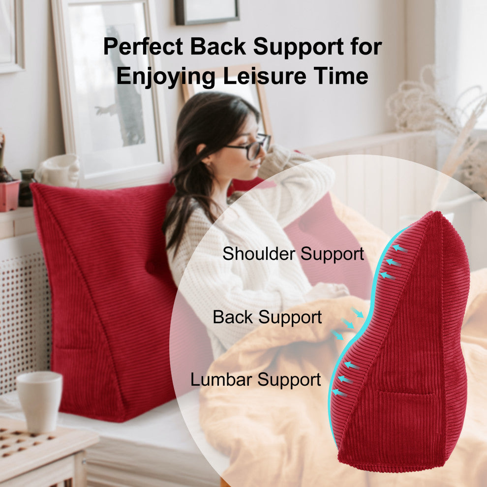 Bed Backrest Wedge Reading Pillow Daybed Headboard Cushion Red, 39x20x8