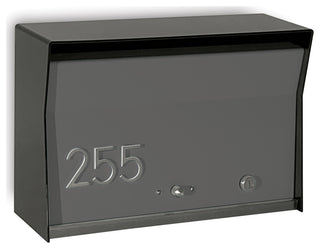 RetroBox Locking Modern Wall Mounted Mailbox, in Black & Gray