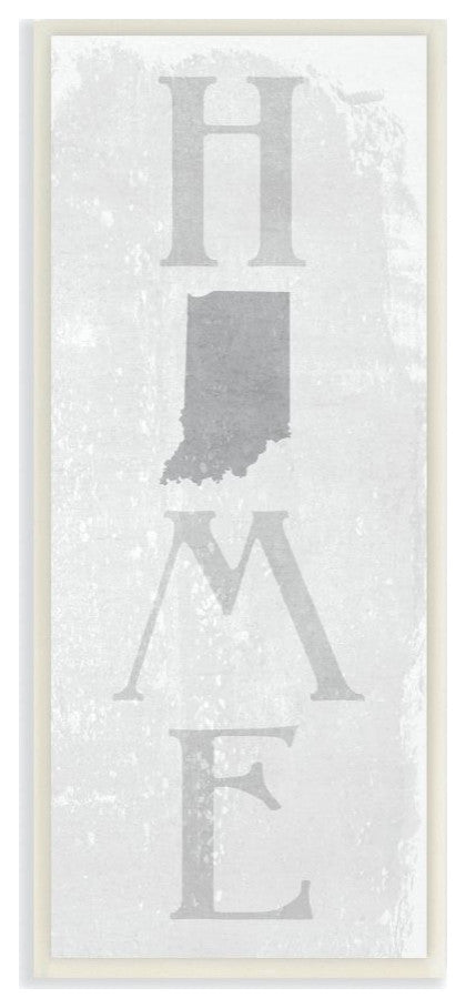 Indiana Home State Map Grey Te"xtured Word Design, 7"x17"