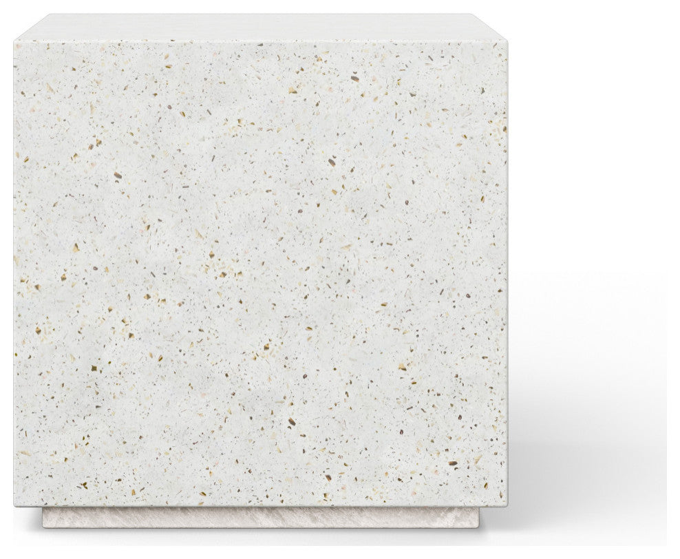 Mixx, Bloc End Table, Ivory Terrazzo