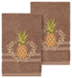 Linum Home Textiles Welcome Embellished, Latte, Hand Towel, 2-Piece Set