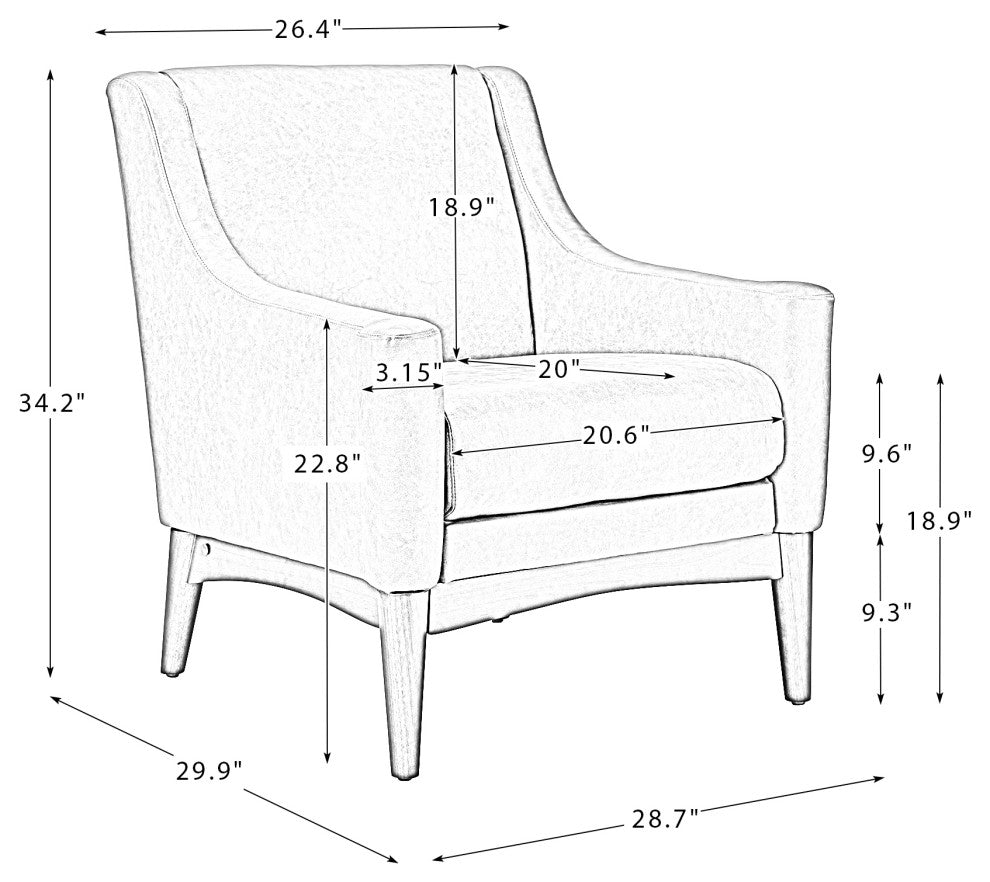 34.2" Comfy Living Room Armchair With Sloped Arms, Set of 2, Navy