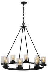 Coronet 3-Light Iron Glass LED Chandelier, Black, Width: 33.5"