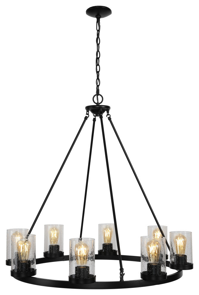 Coronet 3-Light Iron Glass LED Chandelier, Black, Width: 33.5"