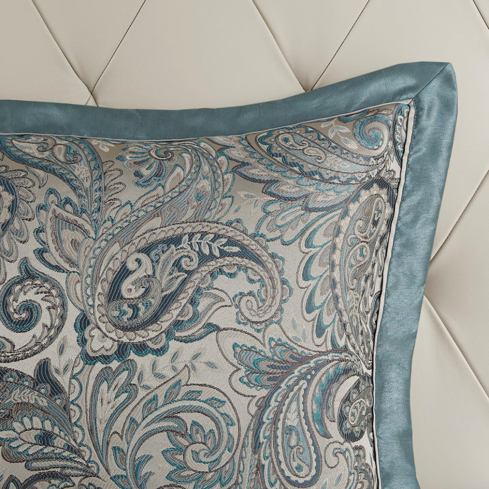 Madison Park Aubrey 12 Piece Comforter Set With Cotton Bed Sheets, Teal