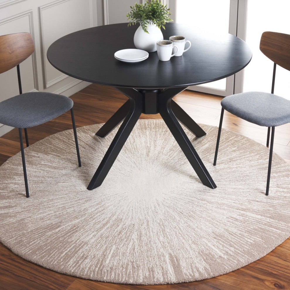 Safavieh Couture Abstract Collection ABT375 Area Rug, Ivory/Dark Beig, 6' Round