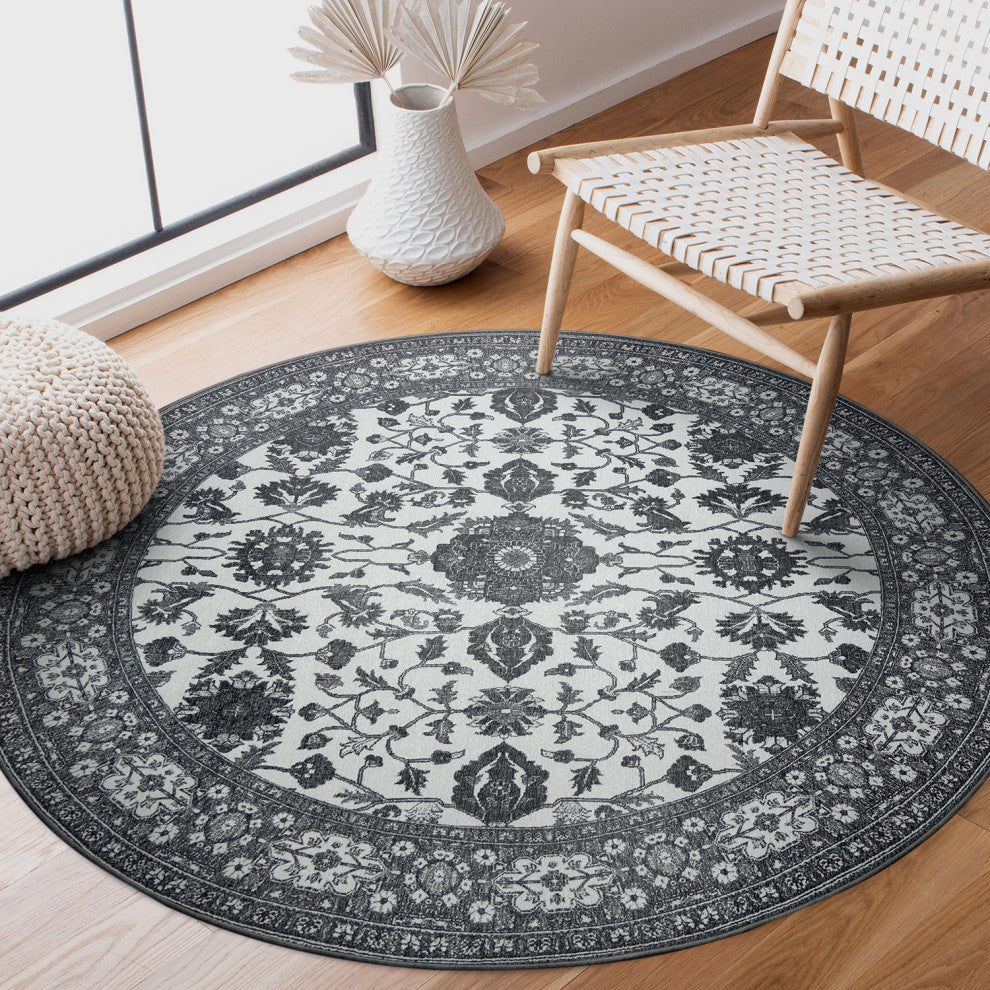 My Magic Carpet Washable Rug Ramage Gray, 6'x6'