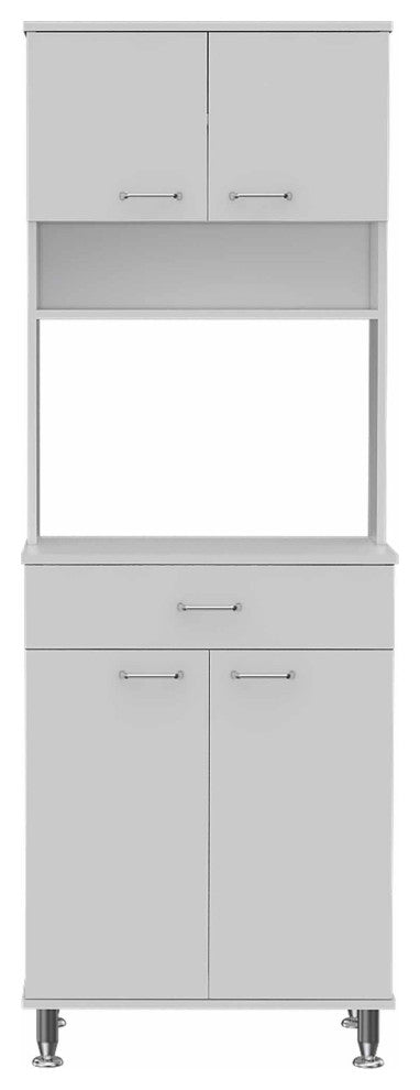 Bay Area Pantry with 2 Cabinets, Drawer, and 2 Open Shelves, White