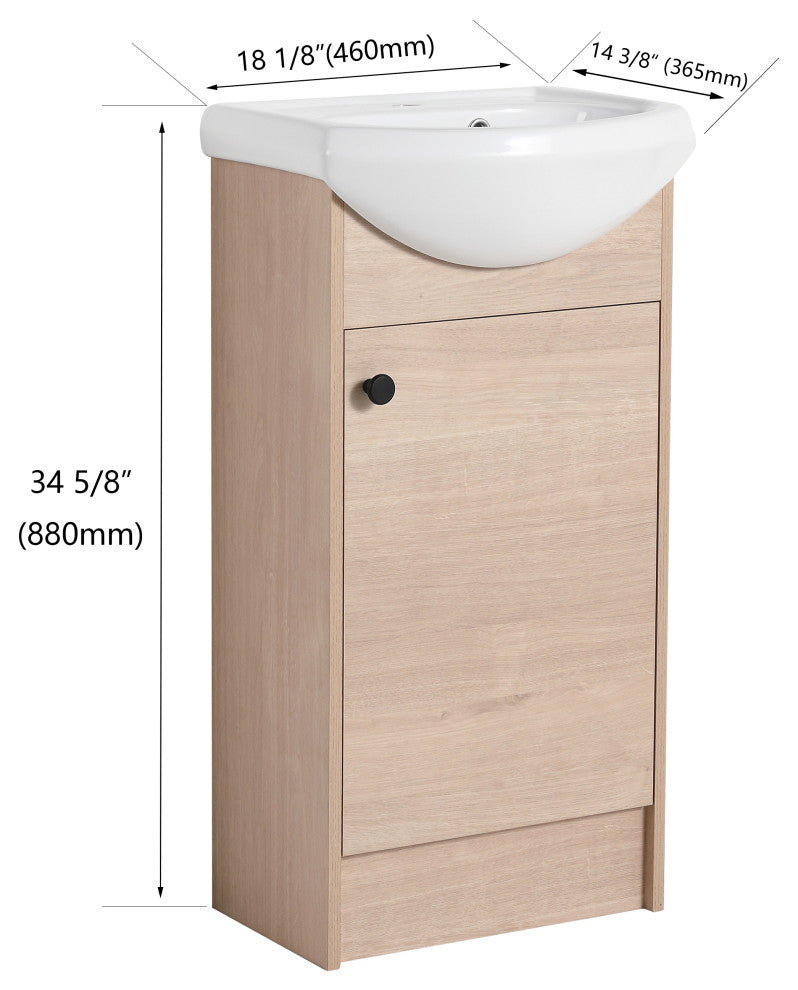 TATEUS Freestanding Bathroom Vanity, Small Bathroom Vanity With Sink  18 Inch