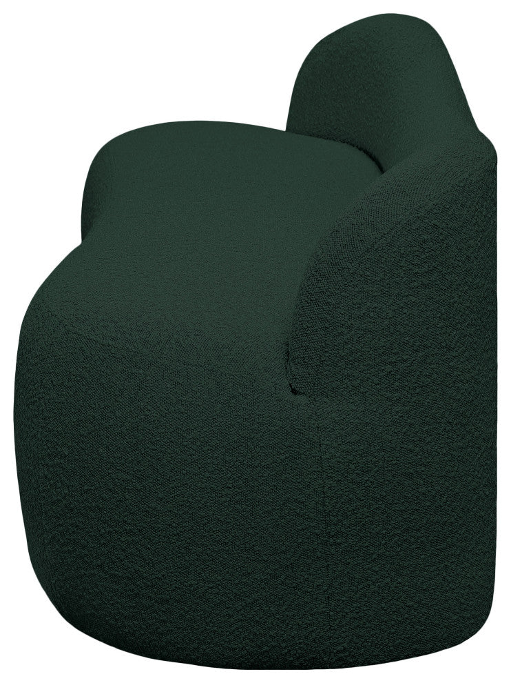 Flair Boucle Fabric Upholstered Bench, Green