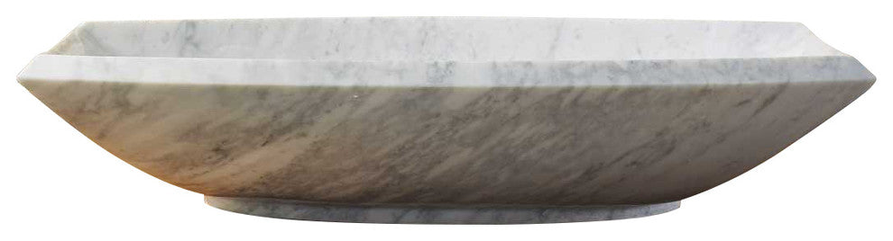 Virtu Kirke Natural Stone Bathroom Vessel Sink, Bianco Carrara Marble