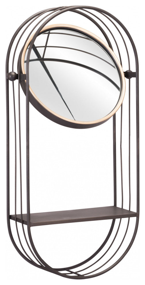 Industrial Gray Mirror Shelf