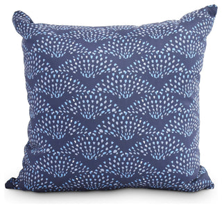 Fan Dance 20" Blue Geometric Print Decorative Throw Pillow