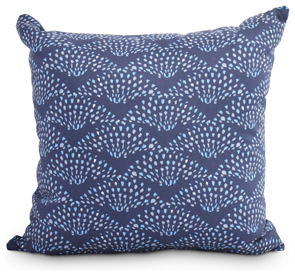 Fan Dance 20" Blue Geometric Print Decorative Throw Pillow