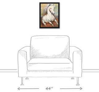 White Horse Running Wild 12x16 Black Floating Framed Canvas