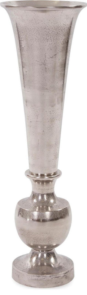 Eclectic Matte Silver Metal Vase