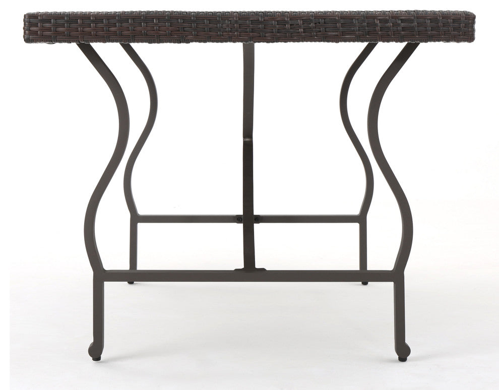 GDF Studio 7-Piece Azore Outdoor Wicker Dining Set With Aluminum Dining Table