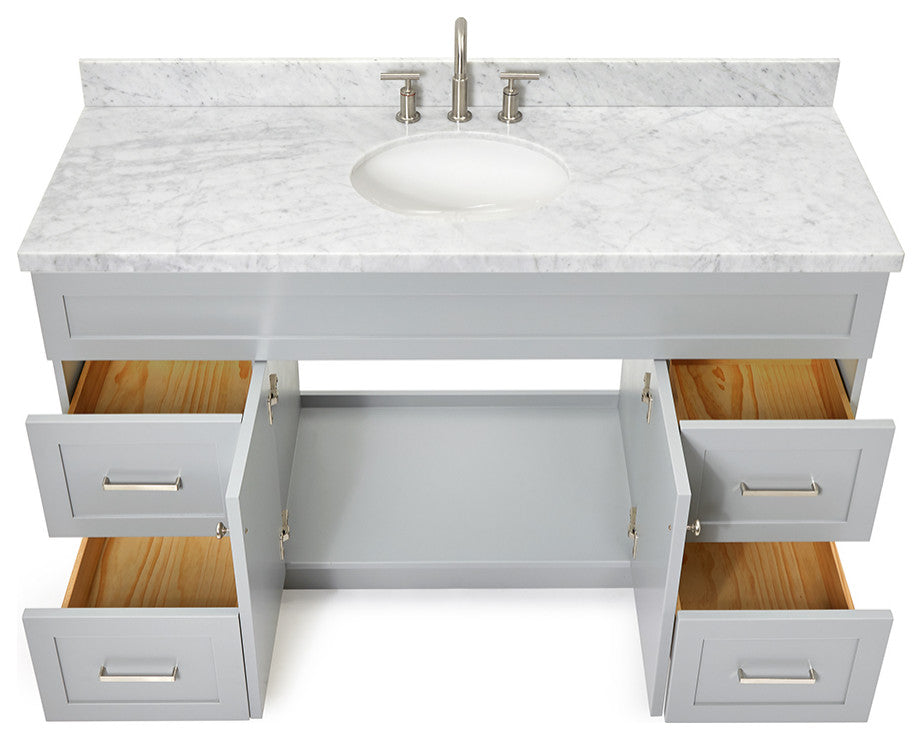 Ariel Hamlet 61" Oval Sink Bath Vanity, 1.5" Carrara Marble