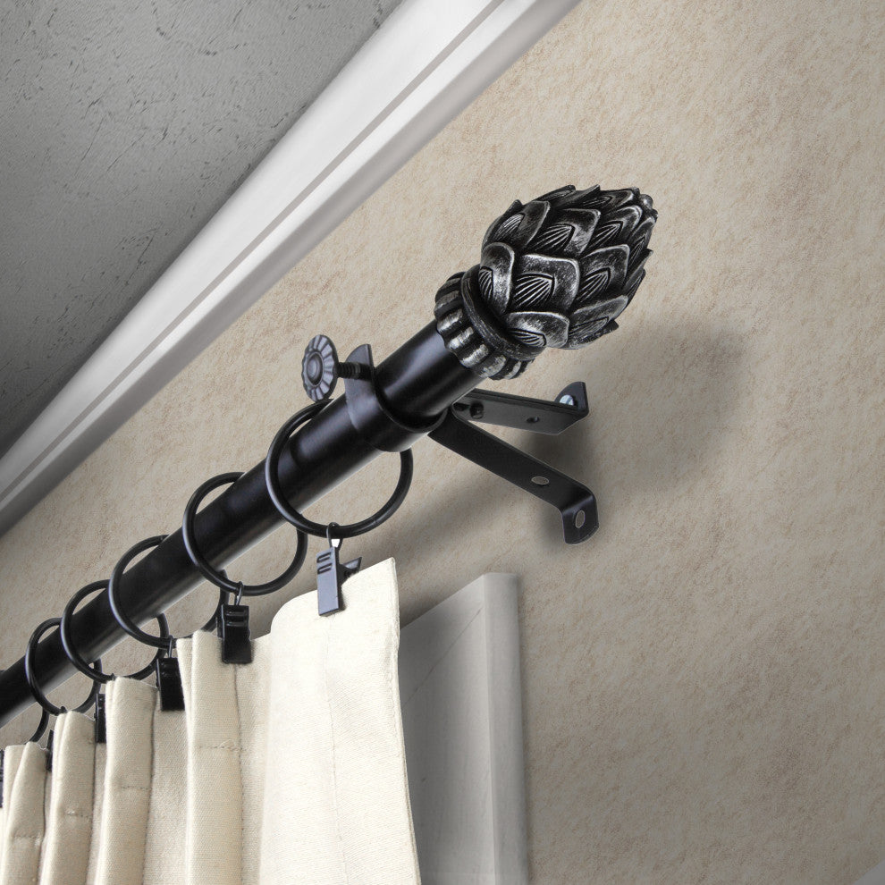 Bud Curtain Rod, Black, 120-170"