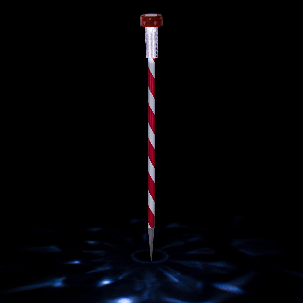 Solar Christmas Striped Pathway Garden Stake - Set of 4