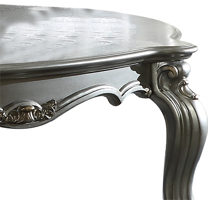 Benzara BM196694 Oval Wooden Coffee Table With Cabriole Leg Support, Silver