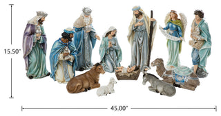 12-Piece Oversized Deluxe Blue Resin Nativity Figurine Set