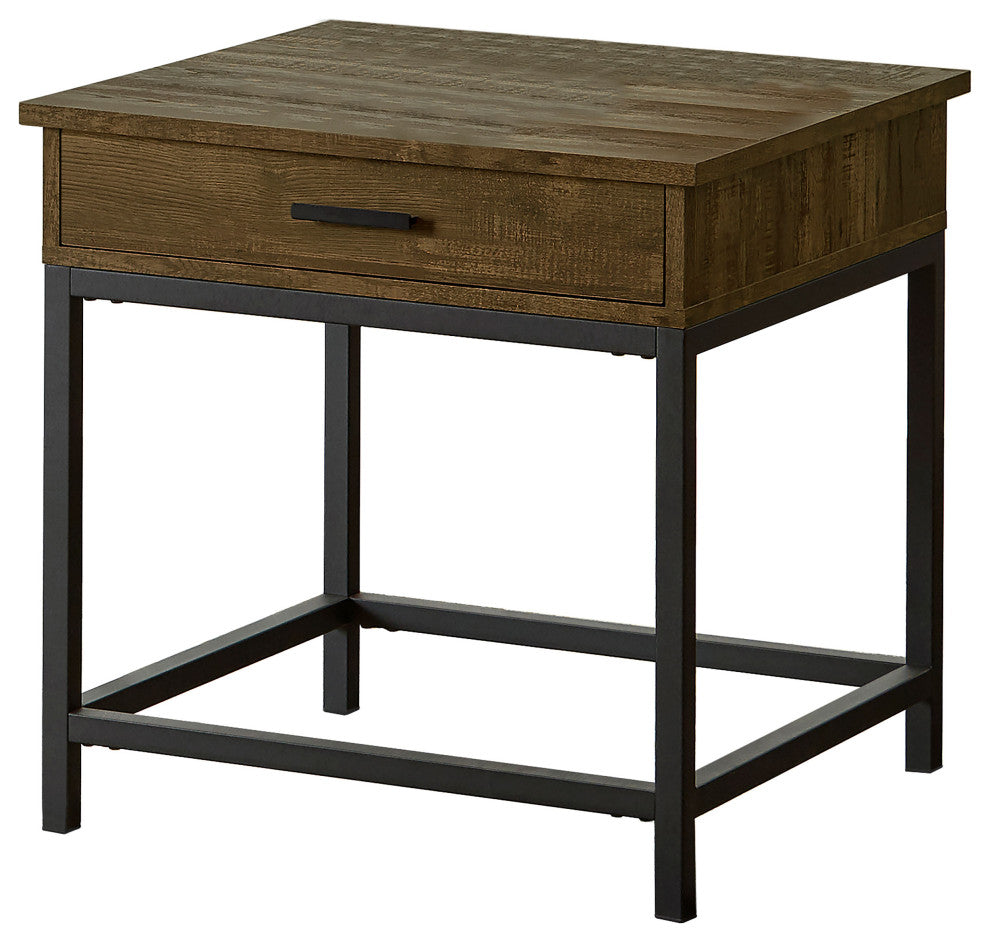 Byers 1-drawer Square Engineered Wood End Table Brown Oak