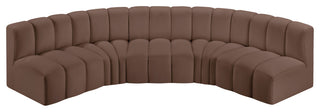 Arc Vegan Leather Upholstered 5-Pc. U-Shaped Modular Sectional, Brown